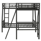 Twin over Full Bunk Bed with Loft and Desk, Metal Black, L-Shaped Design for 3 Sleepers - Grand Goldman Shop