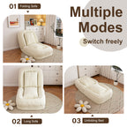 Upholstered Foldable Lazy Sofa Bed for Adults and Pets, Adjustable Recliner with 5 Positions, Off White Corduroy, 70.87 x 37.40 x 11.02 inches - Grand Goldman Shop
