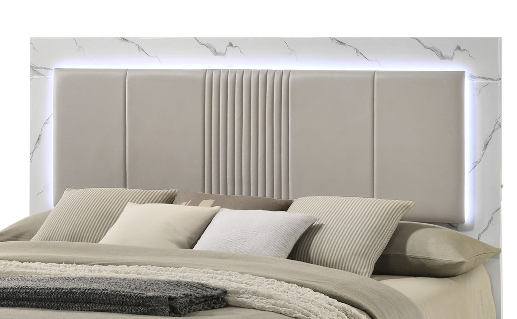 Mist Queen 4-Piece Set – Two-Tone High-Gloss Marble & Lacquer Finish with LED Lighting White - Grand Goldman Shop