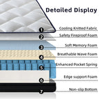 10 Inch Plush Memory Foam Pocket Spring Hybrid Mattress In A Box With Certipur-US Certified Memory Foam - Grand Goldman Shop