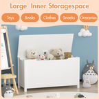 Kids Wooden Toy Box Storage with Safety Hinged Lid for Ages 2+ (White) | Premium Home Decor - Grand Goldman