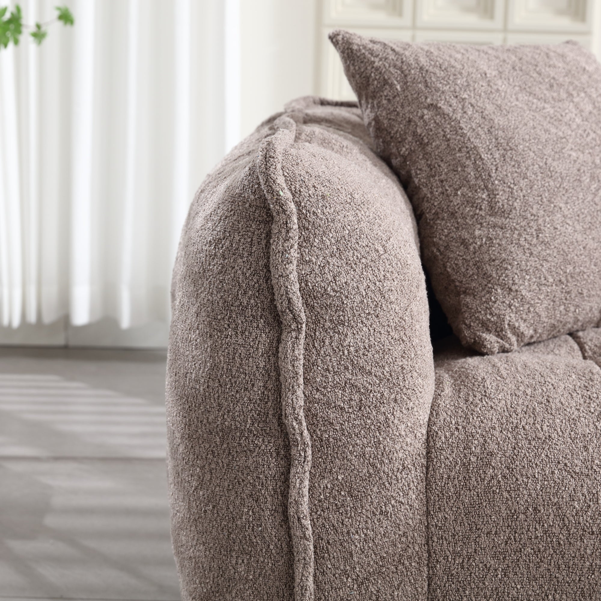 Cozy Beanbag Chair with High Resilience Foam Core for Two  -Brown Chenille, 66x35x25 inches - Grand Goldman Shop