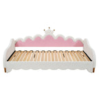 Twin Extending Daybed with LED Lights, Modern Upholstered Princess Daybed With Crown Headboard,White - Grand Goldman Shop