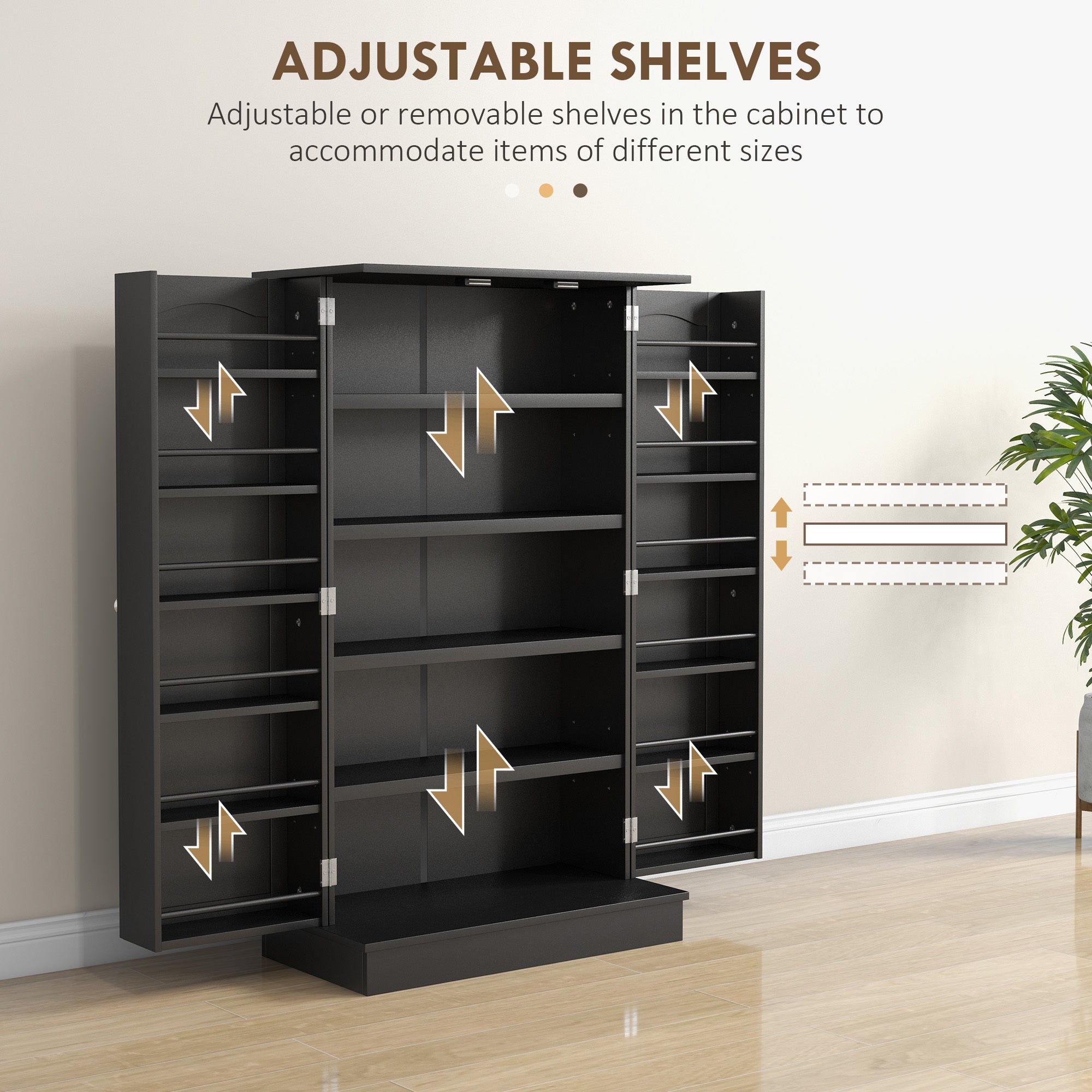 HOMCOM 41' Kitchen Pantry Storage Cabinet, Freestanding Kitchen Cabinet with 12 Door Shelves, Double Doors, 5-tier Shelving and Adjustable Shelves, Black - Grand Goldman Shop
