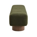 Upholstered Dining Bench for Dining Room, No-Assembly End of Bed Entryway Bench Ottoman for Bedroom Living Room, Green Boucle Fabric Stool Top Wood Leg 300 LBS Weight Capacity - Grand Goldman Shop