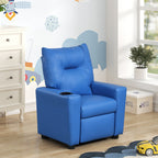 PVC Fabric Kids Recliner Chair with Cupholder, Blue | Premium Home Decor - Grand Goldman