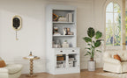 83.4'Tall Bookshelf, Modern Bookcase with 2 Glass Doors and 1 Drawer,Storage Bookcase with Open Shelves for Living Room,Home 
