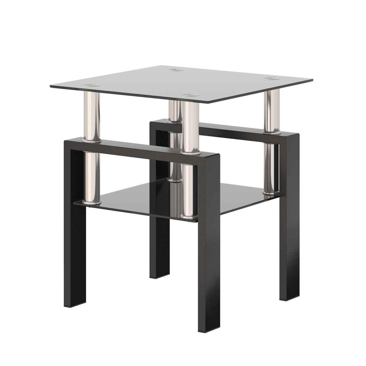 Modern Tempered Glass Tea Table Coffee Table End Table, Black, Square, 1-Piece for Living Room - Grand Goldman Shop