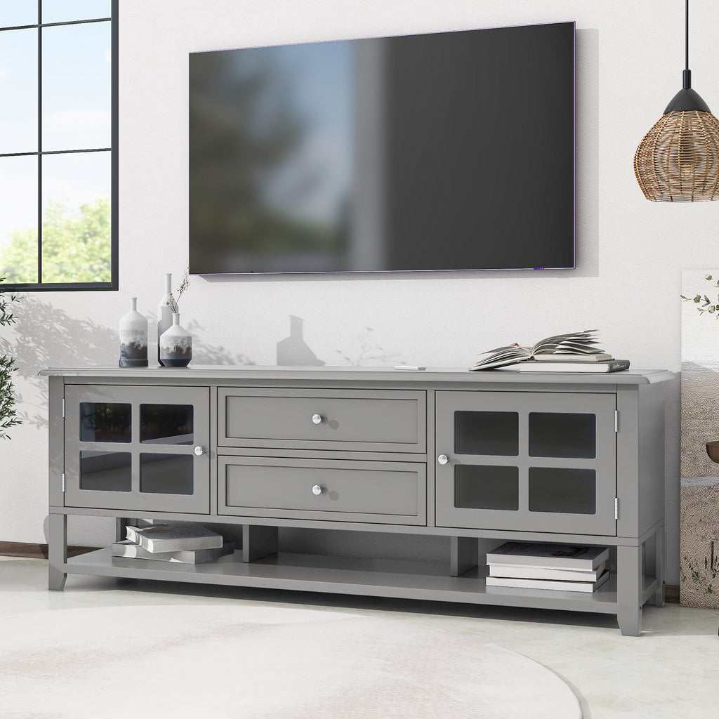 TV Stand for TVs up to 60'', Entertainment Center with Multifunctional Storage Space, TV Cabinet with Modern Design, Media Console for Living Room, Bedroom - Grand Goldman Shop