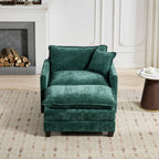 Cloud Sofa Ottoman only, Modern Sectional Couch, for Living Room Bedroom and Apartment, Comfy Double Layer Upholstered Seat Cushion, Breathable Chenille Fabric, Green - Grand Goldman Shop