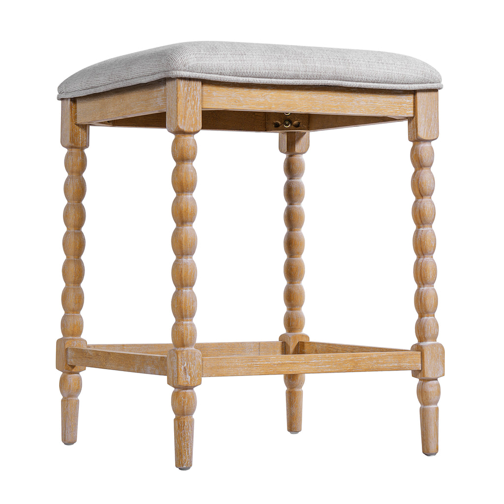 26''Counter Stools,Set of 2 with Upholstered Seat, Solid Acacia wood Frame, Foam-Padded Seat, Open Airy Design for Kitchen Island and Bar, Natural - Grand Goldman Shop