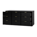 Black 9 Drawer Dresser, 63' Large Deep Chest of Drawers, Wooden Dresser Storage Cabinet with 9 Drawers for Bedroom, Long Dressers for Living Room, Hallway - Grand Goldman Shop