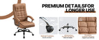 Executive Office Chair High Back PU Leather Desk Chair with Spring Seat Cushion, Ergonomic Swivel Computer Chair with Chrome 