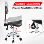 Saddle Stool with Back Support, Rolling Stools with Foot Rest, Ergonomic Adjustable Stool with Wheels, Backrest Adjustable Height & Angle for Salon Spa Tattoo Massage Swivel Stool Chair.(N753P243053B) - Grand Goldman Shop