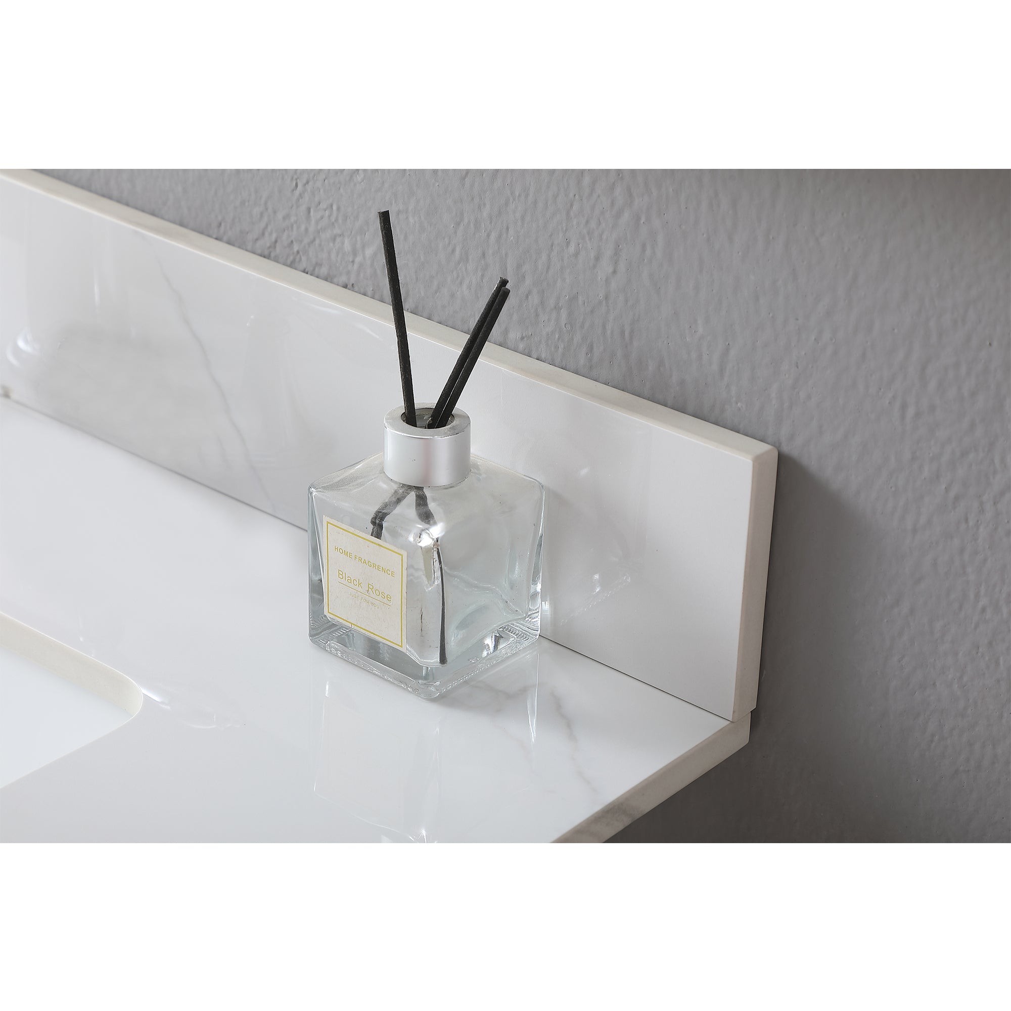 Montary 31inch bathroom stone vanity top carrara gold color with undermount ceramic sink and single faucet hole with backsplash - Grand Goldman Shop
