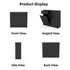 Farmhouse Black Double Tilt Out Trash Cabinet with Hideaway Drawer and Barn Door Style, Engineered Wood, 39.3''×13''×34.45'' - Grand Goldman Shop