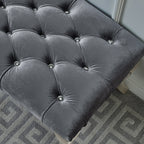Decor Maxem Tufted Fabric Upholstered Bench Nailhead Trim , Gray - Grand Goldman Shop