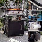 K&K 39.5' Outdoor Grill Cart with Storage Cabinet, Outdoor Bar Cart Pizza Oven Table with Wheels, Stainless Steel Top, Outdoor Kitchen Island with Spice & Paper Rack for BBQ, Waterproof Cover Included - Grand Goldman Shop