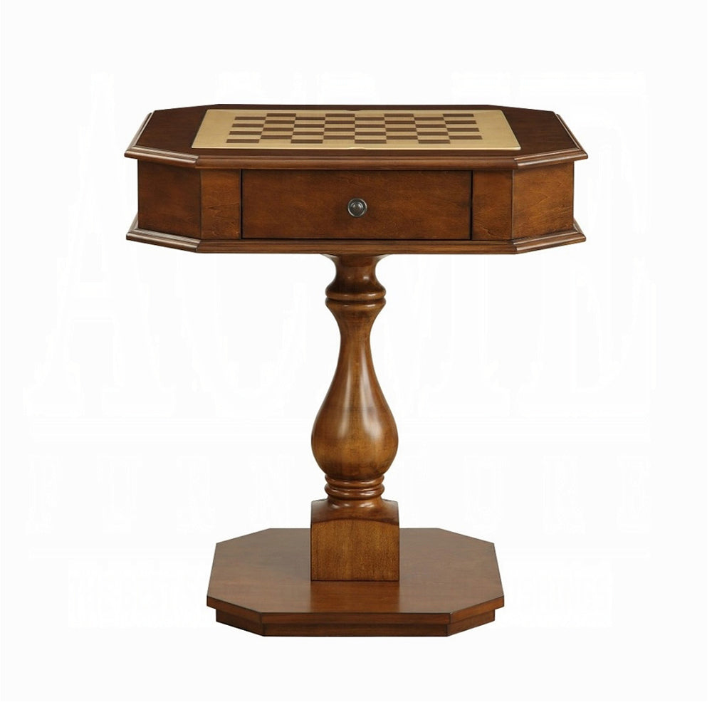 Square Top Game Table with Wooden Pedestal Base, Cherry - Grand Goldman