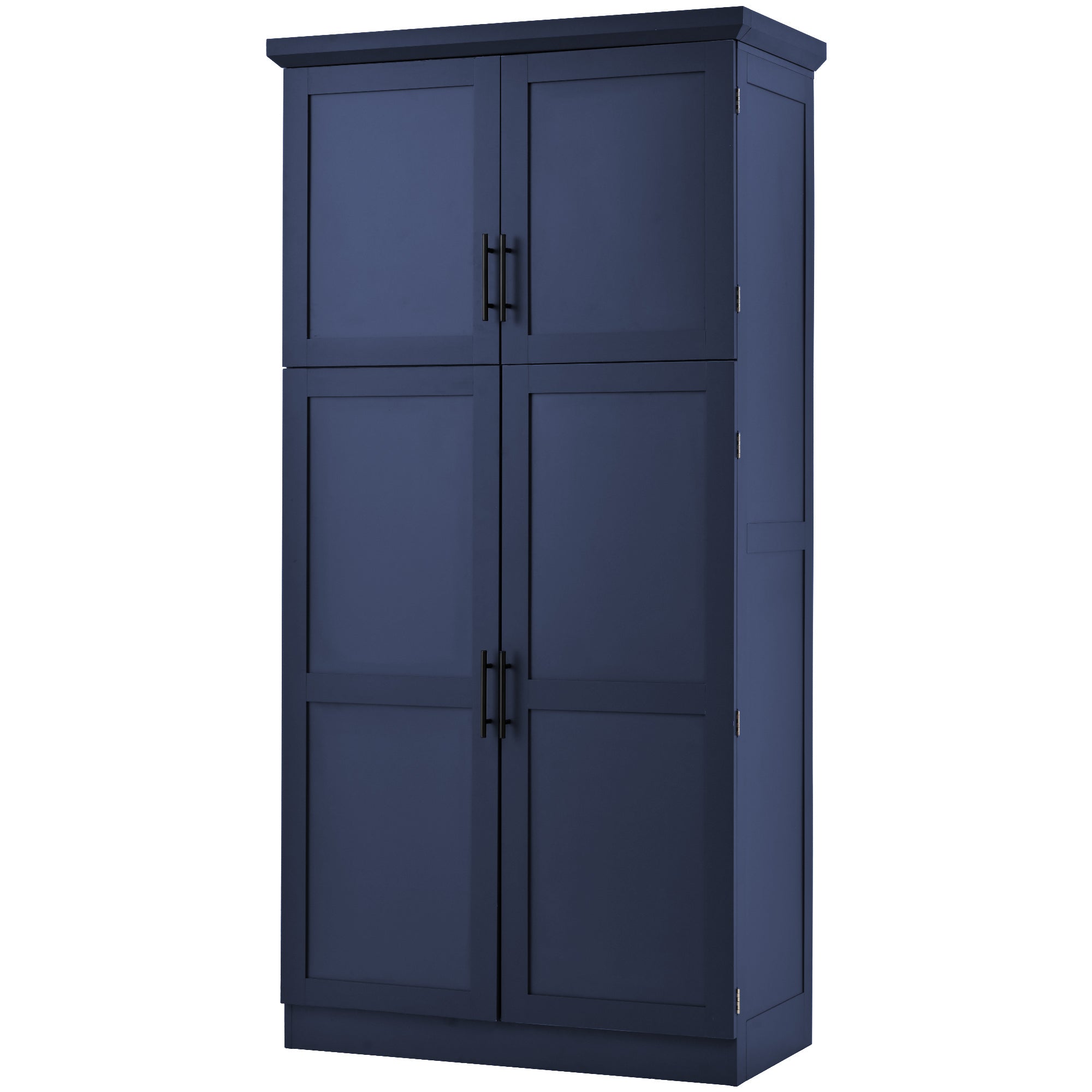 [Assembly Video Provided] TOPMAX 35.5x17.6x70.9inch Freestanding Kitchen Pantry Cabinet, Tall Storage Cabinet with 4 Doors, 2 Door Shelves, 8 Pull-out Trays and Adjustable Shelf for Dining Room, Blue - Grand Goldman Shop