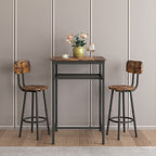 Bar table, equipped with 2 bar stools , with backrest and partition (Rustic Brown) - Grand Goldman Shop