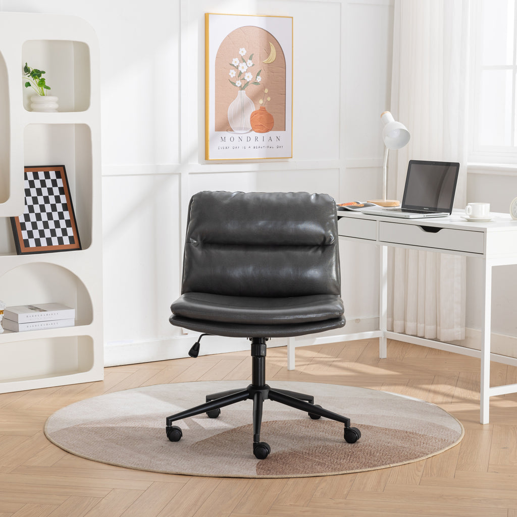 Bizerte Adjustable Swivel Criss-Cross Chair, Wide Seat/ Office Chair /Vanity Chair, Gray - Grand Goldman
