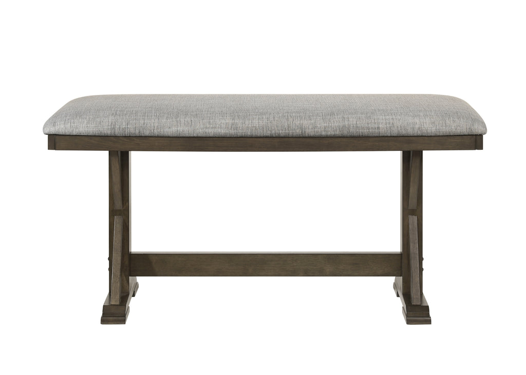 1pc Rustic Upholstered Counter Height Dining Bench Rich Wood Finish Wooden Dining Room Furniture Brown - Grand Goldman Shop