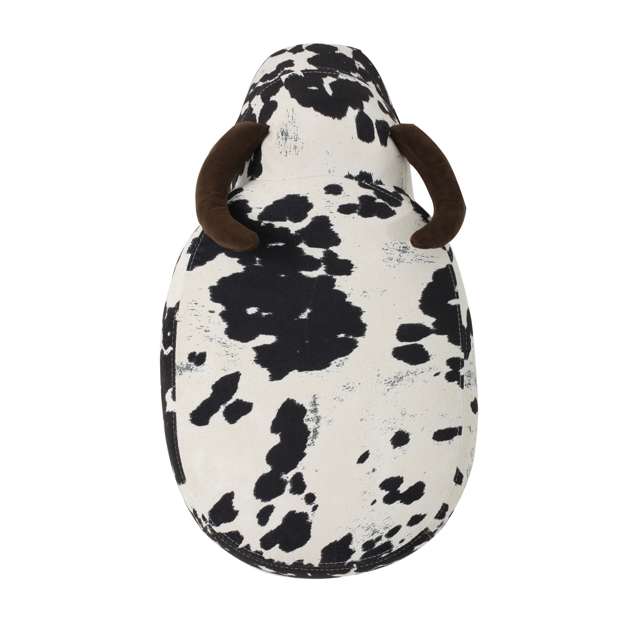 Cow-Shaped Ottoman Footstool, Black and White Modern Accent Stool with Velvet Horns, Fabric Body, Birch Legs - Grand Goldman Shop