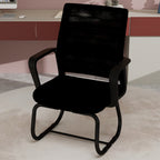 Minimalist Modern Office Chair with Metal Frame, Soft Cushion, Mesh Backrest, Black, for Home & Office Use | Premium Home Dec