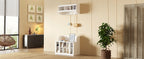 ON-TREND Shoe Storage Bench with Shelves and 4 Hooks, Elegant Hall Tree with Wall Mounted Coat Rack, Entryway Organizer For Hallway, Foyer, Mudroom, White - Grand Goldman Shop