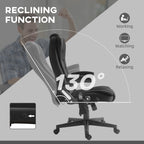 HOMCOM 6 Point Vibrating Massage Office Chair with Heat, Velvet High Back Executive Office Chair with Reclining Backrest, Pad