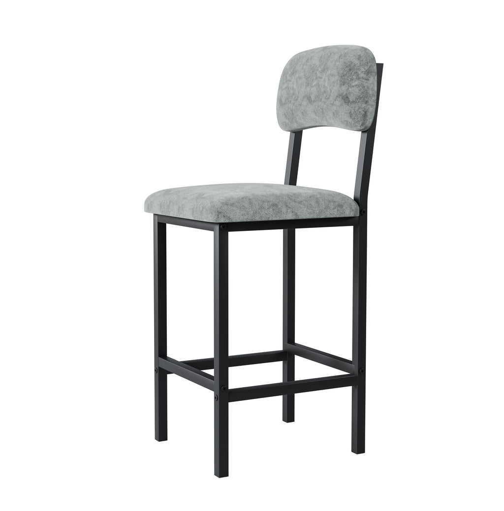 Modern Dining Table and Chairs for 2, Marble Finishes Dining Table Set with 2 Upholstered Chairs, Kitchen Table Set Bar Pub Set for Breakfast Nook, Dining Room, Rustic Black, Grey Chair - Grand Goldman Shop