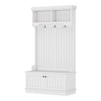 Hall Tree with Storage Shoe Bench for Entryway and Hallway, 4-in-1 Design Coat Racks with Hooks for Living Room, White - Grand Goldman Shop
