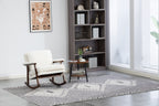 Mid Century Modern Accent Chair ,rocking chair with Wood Frame, Upholstered Living Room Chairs , Reading Armchair for Bedroom Sunroom - Grand Goldman Shop