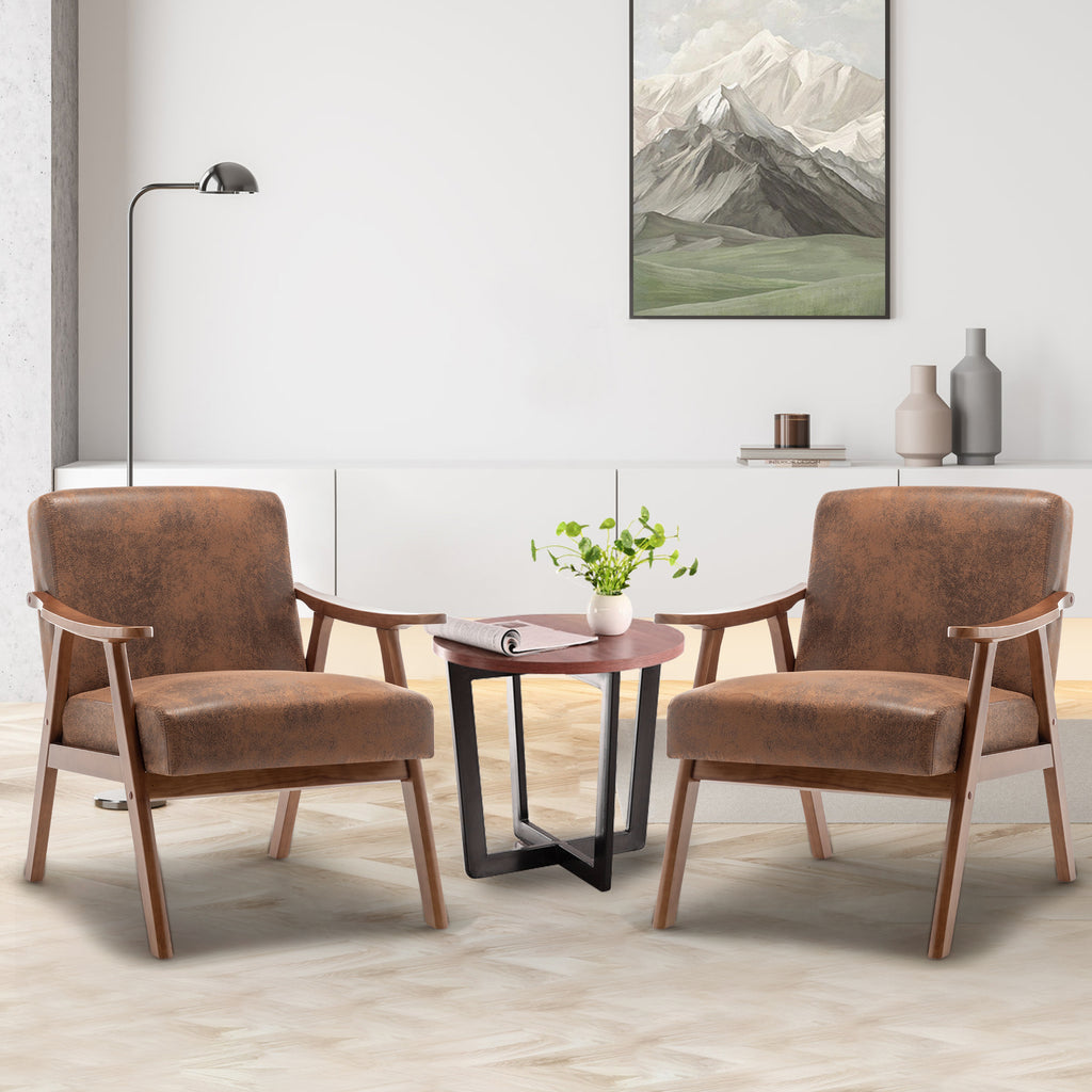 Mid-Century Modern Wingback Accent Chair with Solid Wood Frame and Extra-Thick Backrest – Lounge Chair for Living Room, Bedroom, or Reading Room - Grand Goldman Shop