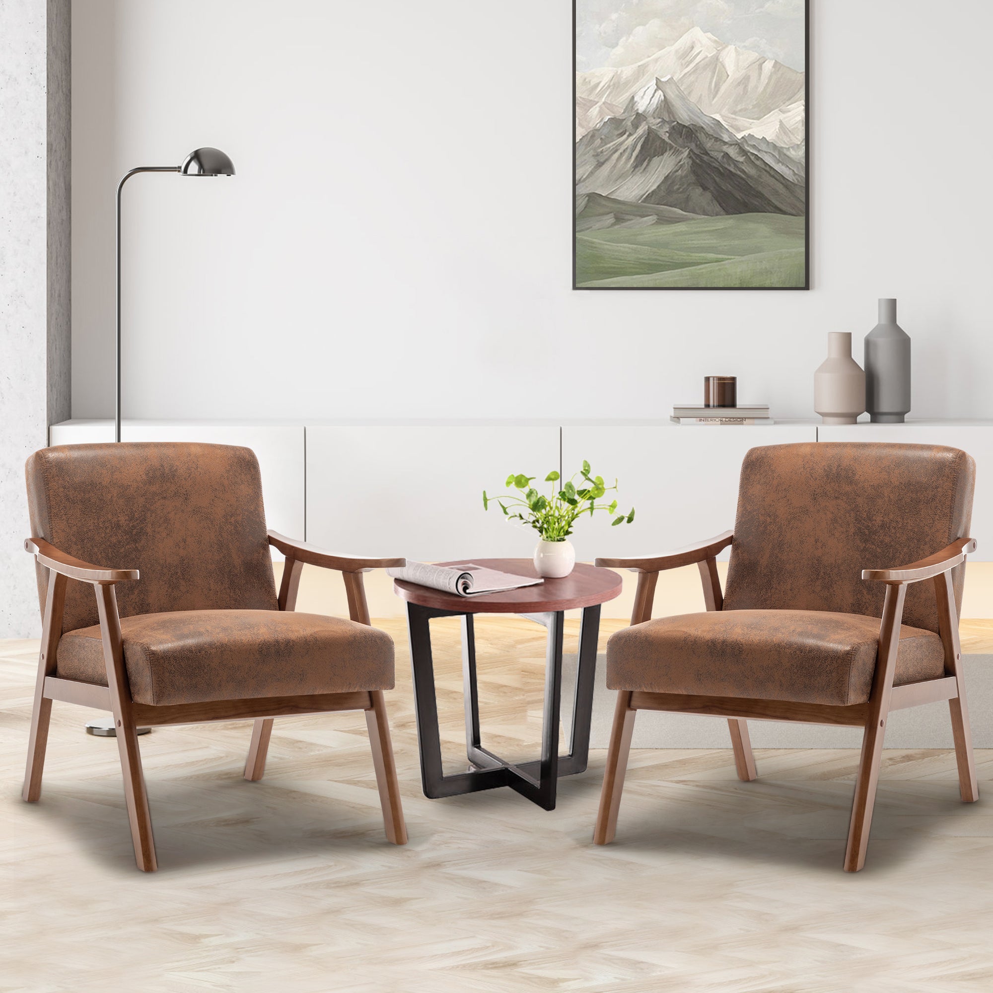 Mid-Century Modern Wingback Accent Chair with Solid Wood Frame and Extra-Thick Backrest – Lounge Chair for Living Room, Bedroom, or Reading Room - Grand Goldman Shop