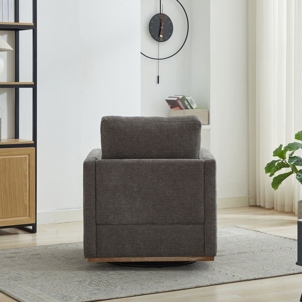 Modern Square Upholstered Swivel Accent Chair with Chenille Fabric, Charcoal, 30.7'W - Grand Goldman Shop