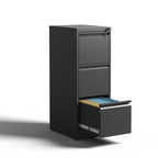 SteelCraft 3 Drawer Metal Vertical File Cabinet with Lock, Black, Steel, 15.16x17.72x40.39 inches - Grand Goldman