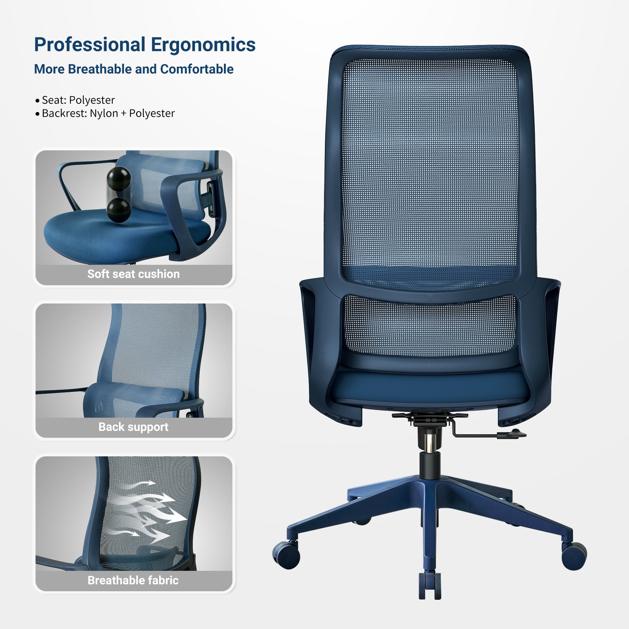 Ergonomic Colorful Office Chair 350LBS Home Office Mesh Breathable High Back, With Adjustable Lumbar Support Computer Chair, 