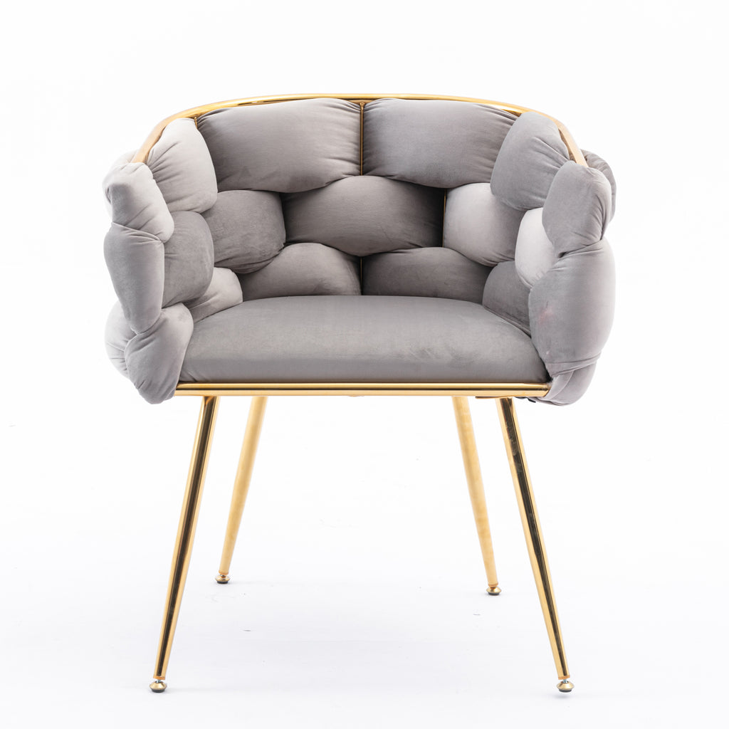 Luxury Modern Simple Leisure Velvet Single Sofa Chair Bedroom Lazy Person Household Dresser Stool Manicure Table Back Chair Gray - Grand Goldman Shop