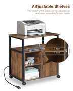 File Cabinet,Office Filing Cabinets with Socket and USB Charging Port,Printer Stand with Storage for A4, Letter Size,Metal Si