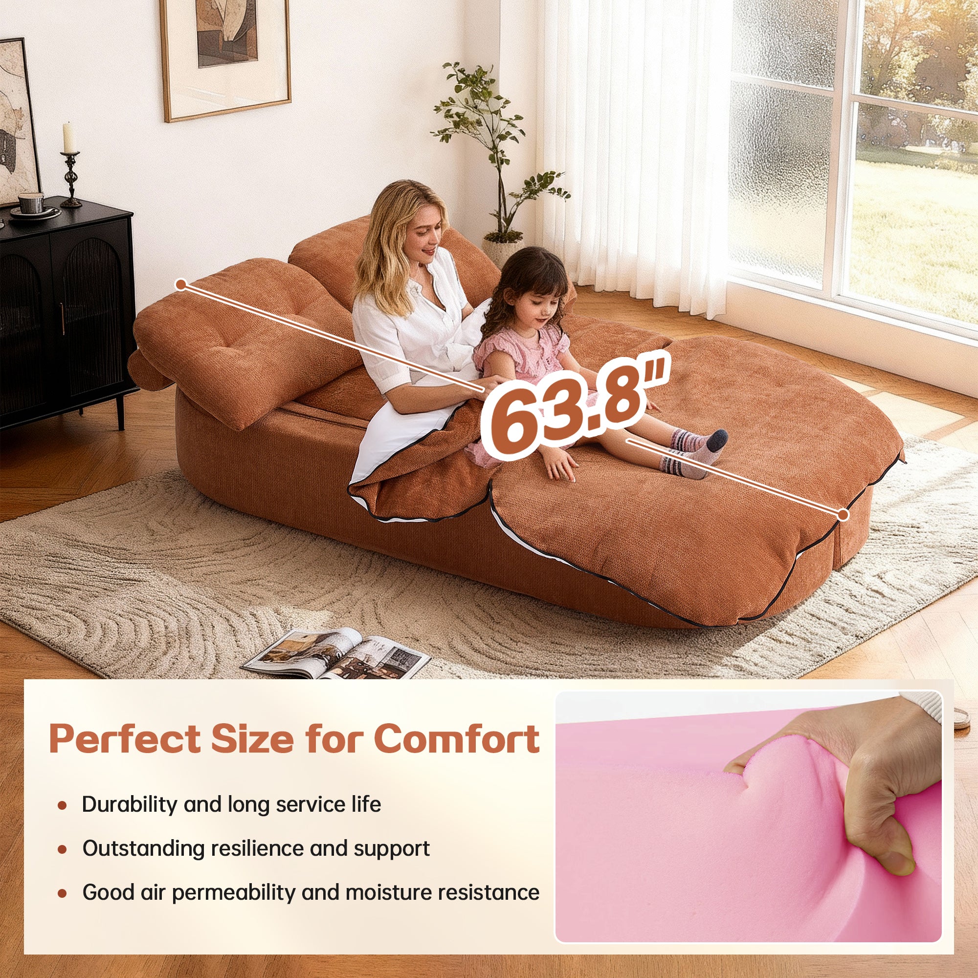 Modern Floor Sofa with 2 Pillows,Convertible Corduroy Fabric Foam-Filled Sleeper Sofa Bed, no assembly required,Convertible Sofa Cushion Unfolds into Quilt,Folding Mattress for Living Room,Playroom - Grand Goldman Shop