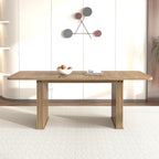 Modern Dining Table for 6-10 People, Wood Kitchen Table with Double Robust Pedestal, Wooden Dinner Table for Dining Room - Grand Goldman Shop