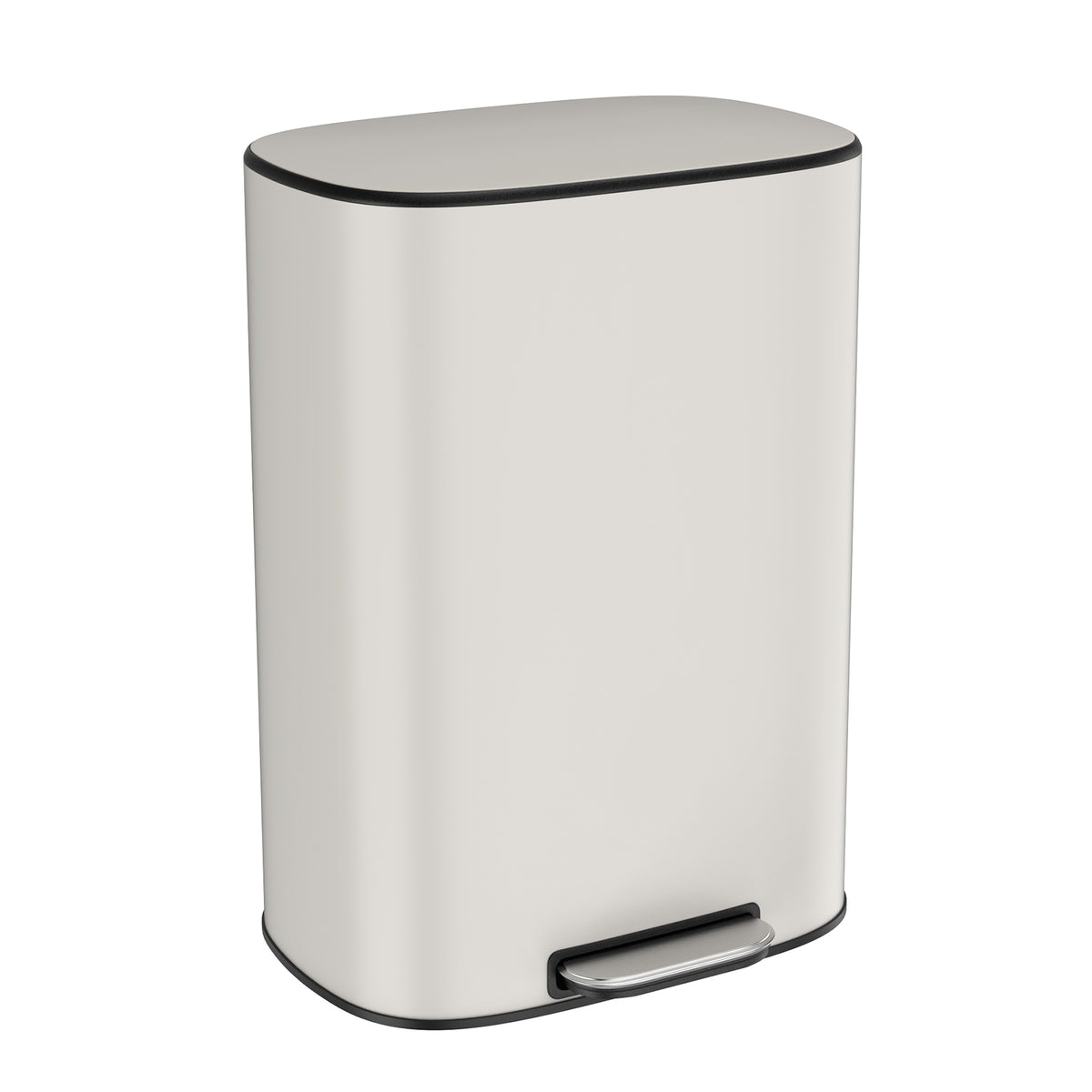 13 Gallon 50L Kitchen Foot Pedal Operated Soft Close Trash Can - Stainless Steel Ellipse Bustbin - White - Grand Goldman Shop
