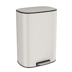 13 Gallon 50L Kitchen Foot Pedal Operated Soft Close Trash Can - Stainless Steel Ellipse Bustbin - White - Grand Goldman Shop