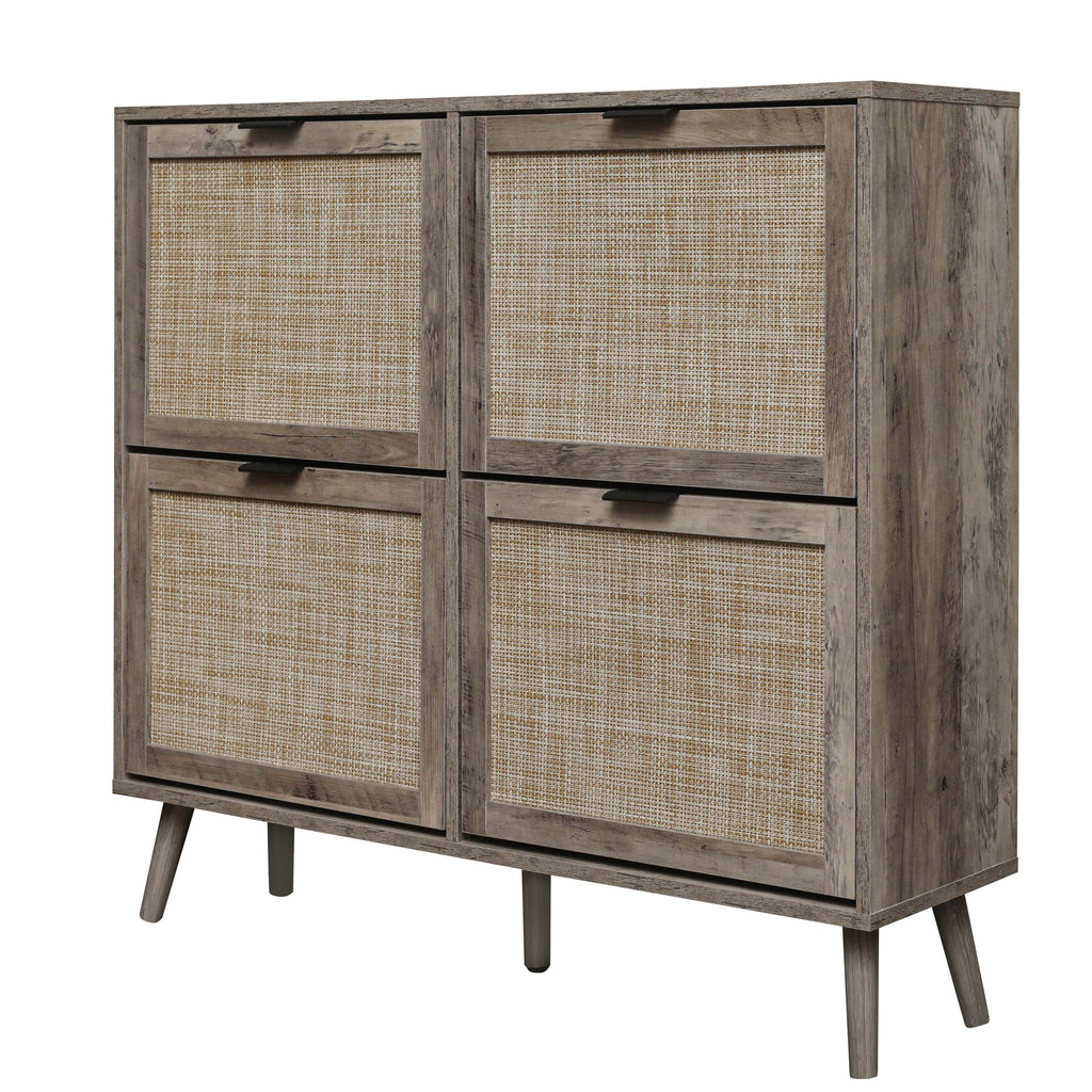 4 Door Shoe Rack, Freestanding Modern Shoe Storage Cabinet, for Entryway - Grand Goldman Shop