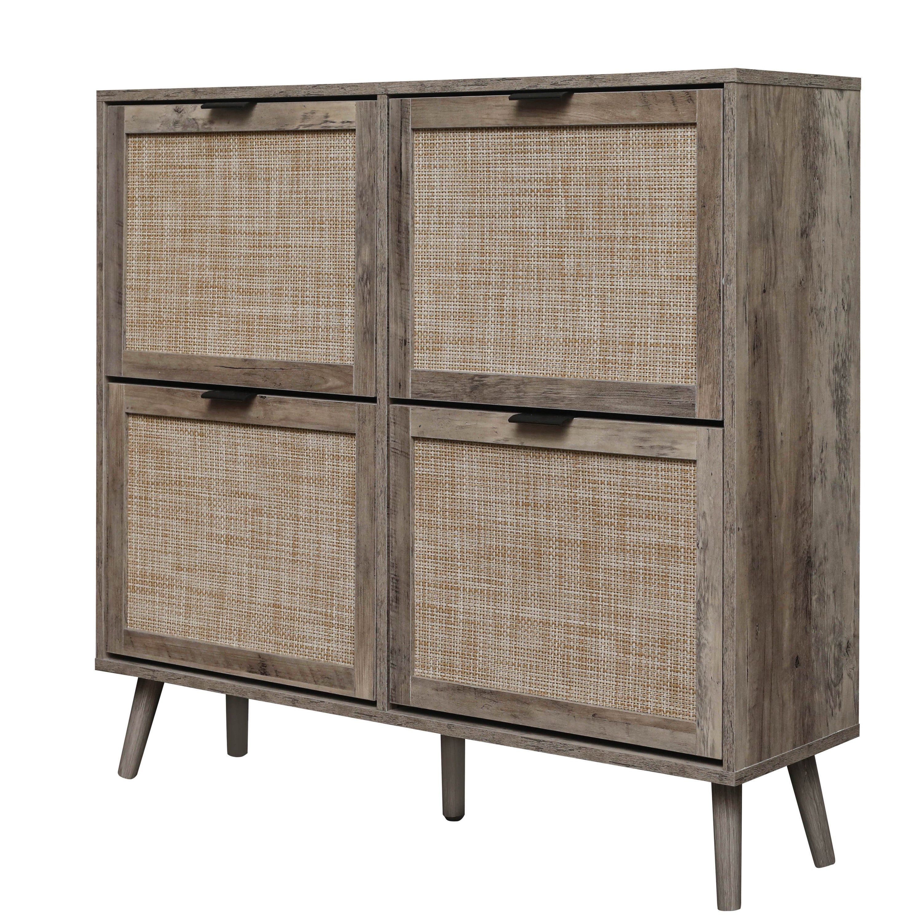 4 Door Shoe Rack, Freestanding Modern Shoe Storage Cabinet, for Entryway - Grand Goldman Shop
