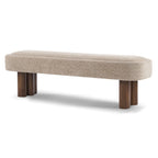 Indoor Khaki Boucle Dining Bench with Walnut Color Legs, 60.04'L Upholstered Seating for Kitchen, Dining Room and Living Space,250lbs Capacity - Grand Goldman Shop