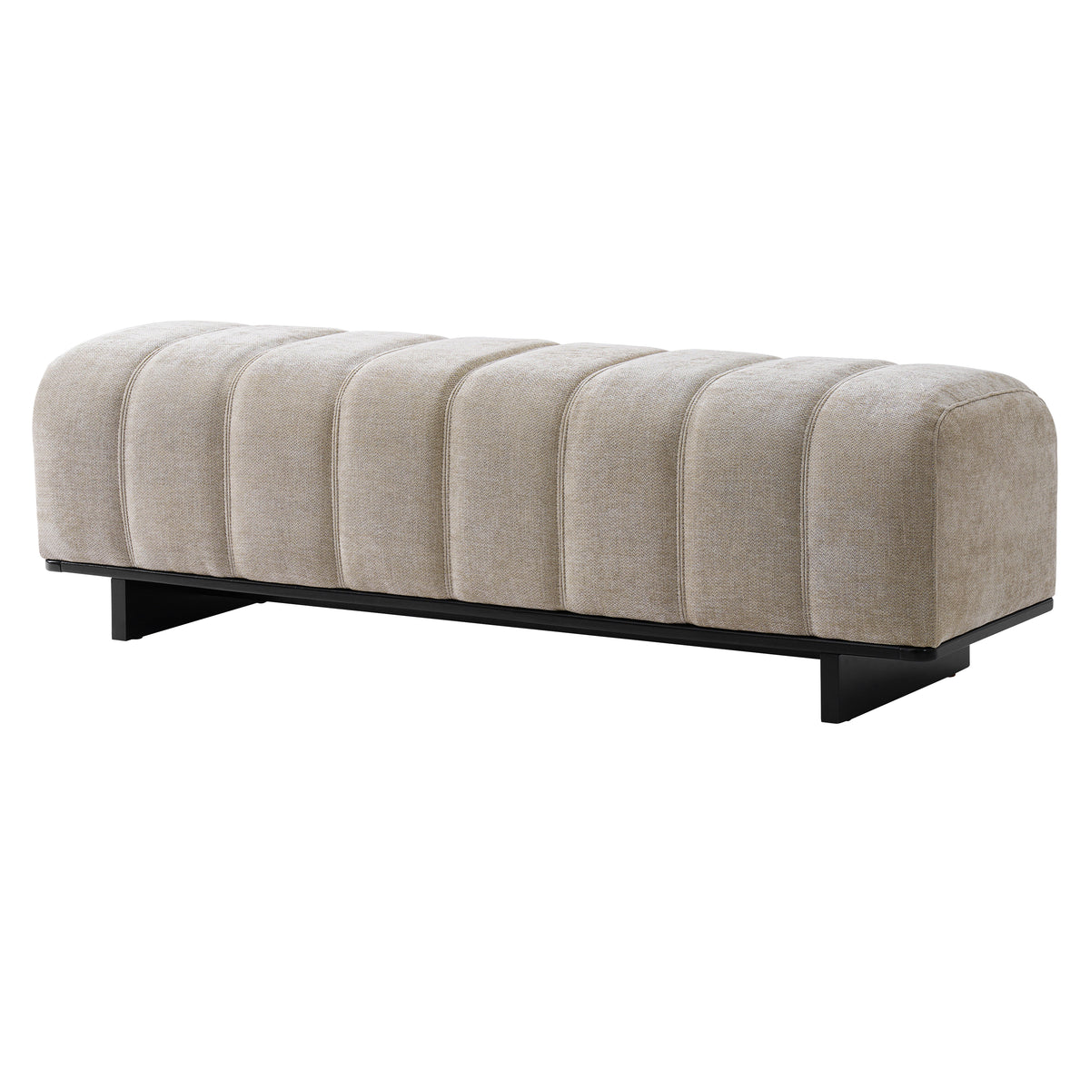 Indoor Dining Bench in Oatmeal Chenille Fabric with Rubber Wood Legs, Comfortable Seating for Dining Room or Living Area - Grand Goldman Shop