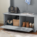 Modern Classic Hall Tree with Shoe Rack Bench and Coat Hooks for Hanging Storage, Entryway Bench with Open Shelves and Shoe Cabinets 40.16'W*18.58'D*64.17'H GRAY - Grand Goldman Shop